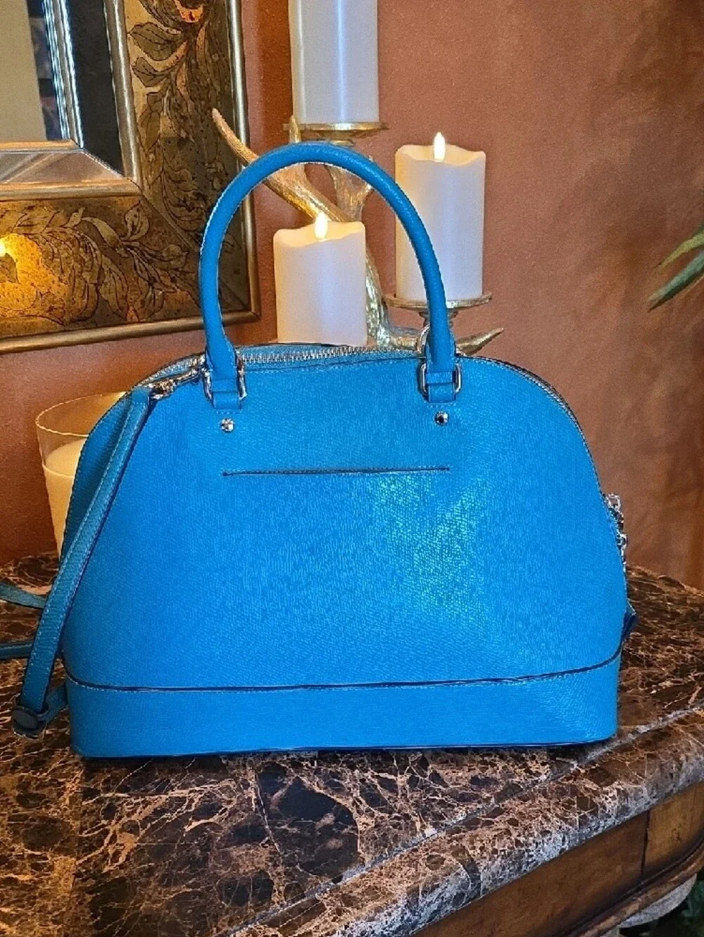 Coach Turquoise Dome Satchel - Structured Leather Handbag